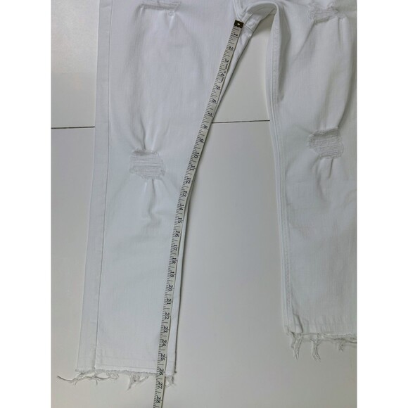 Current Elliott Cropped Straight Sugar Destroy White Jeans Released Hem Denim 29 - Picture 8 of 15